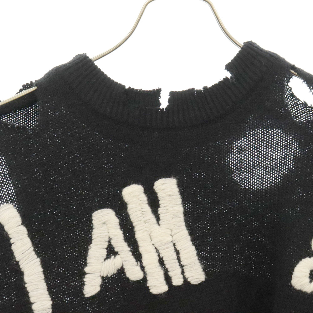 SAINT MICHAEL(セントマイケル) 24AW×Sex Pistols xセックスピストルズ SP CREW KNT I AM A クラッシュ加工クルーネックニットセーター ブラック SM-YS1-0000-C24