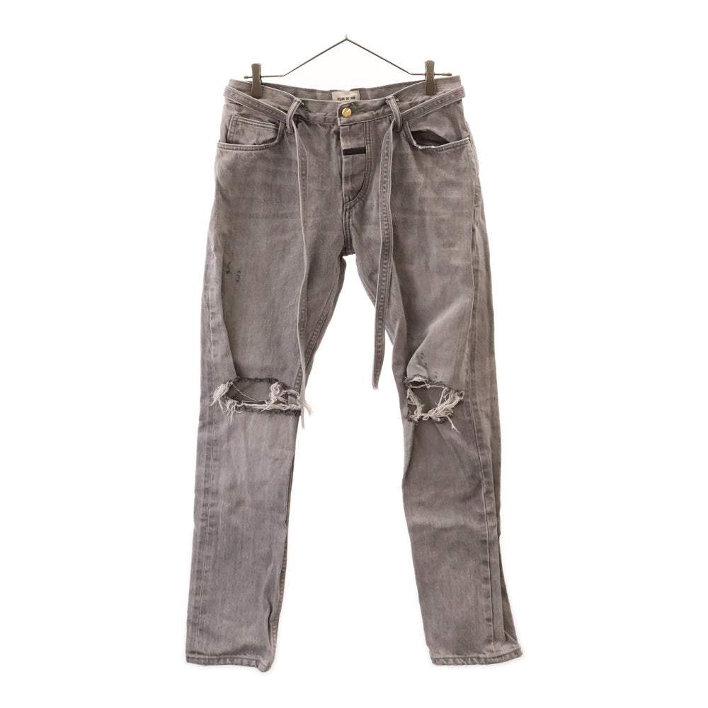 FEAR OF GOD(フィアオブゴッド) 18AW SIXTH RELAXED DENIM JEAN ダメージ加工 スキニー デニムパンツ グレー 6S19-6017-4003