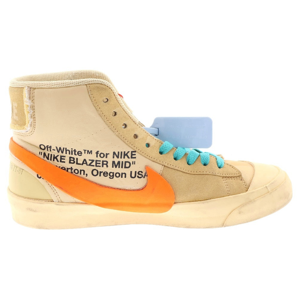NIKE(ナイキ) ×OFF-WHITE BLAZER MID GRIM REAPER オフホワイト ブレーザー グリムリーパー ミッドカットスニーカー ベージュ/オレンジ US8.5/26.5cm AA3832-700
