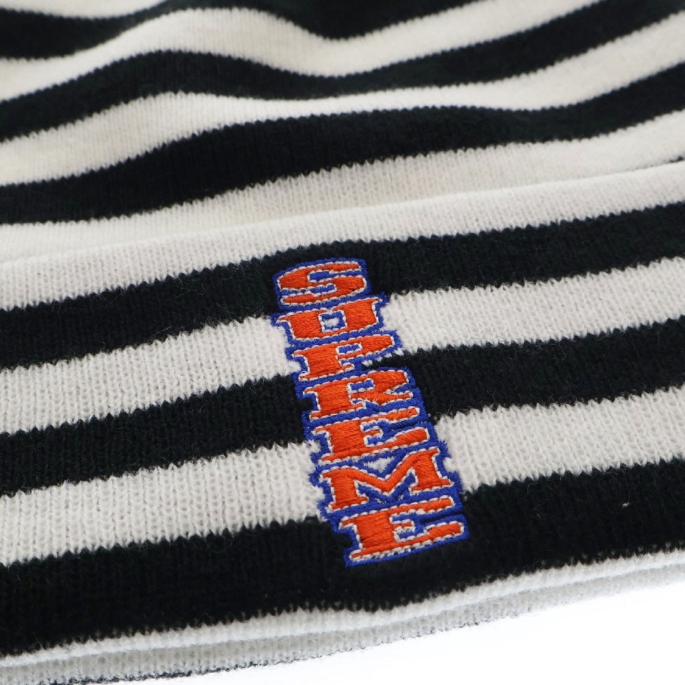 SUPREME(シュプリーム) 16AW Vertical Logo Striped Beanie バーティカルロゴ ストライプニット帽 ビーニー ホワイト/ブラック