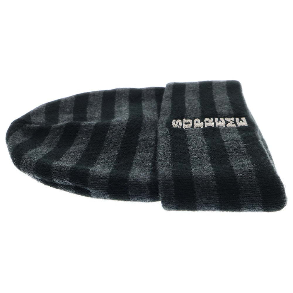 SUPREME(シュプリーム) 16AW VERTICAL LOGO STRIPED BEANIE バーティカルロゴ ストライプニットビーニー ブラック ボーダー