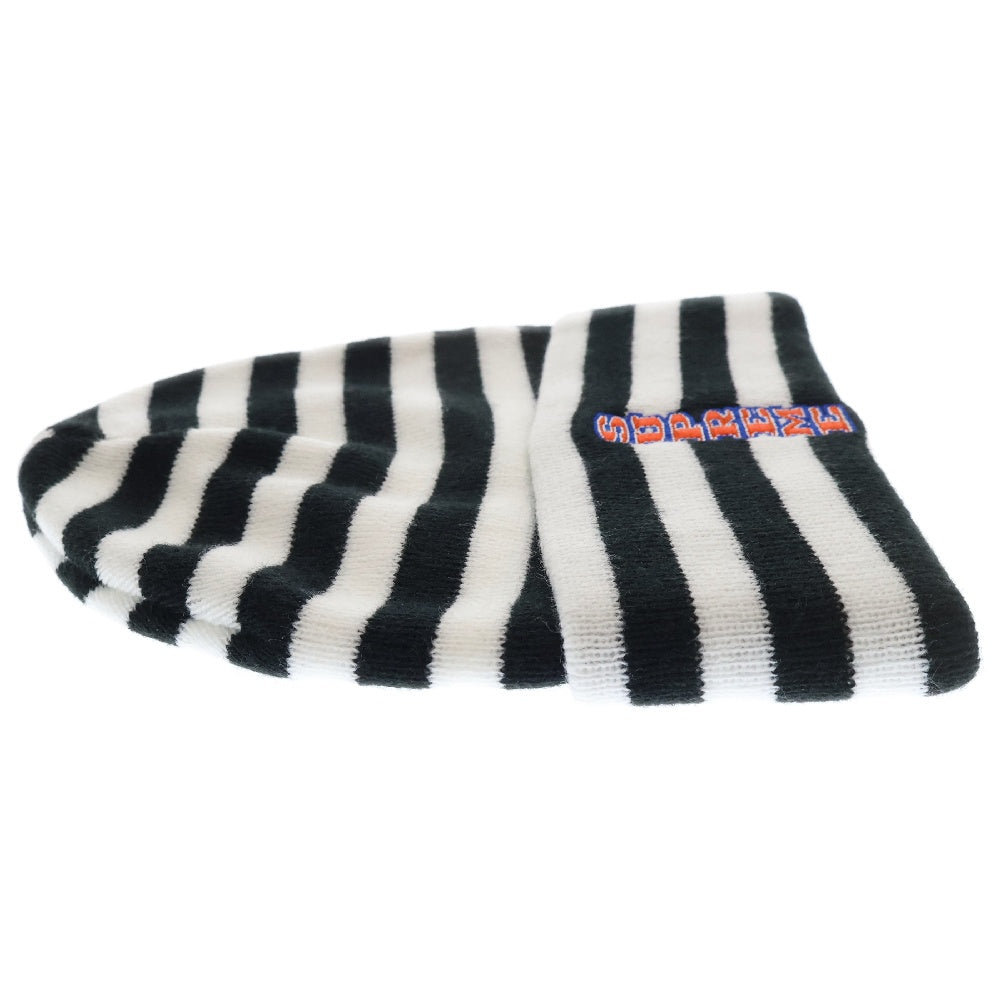 SUPREME(シュプリーム) 16AW VERTICAL LOGO STRIPED BEANIE バーティカルロゴ ストライプニットビーニー ホワイト ボーダー