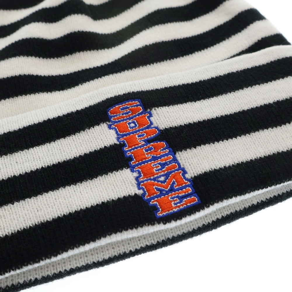 SUPREME(シュプリーム) 16AW VERTICAL LOGO STRIPED BEANIE バーティカルロゴ ストライプニットビーニー ホワイト ボーダー