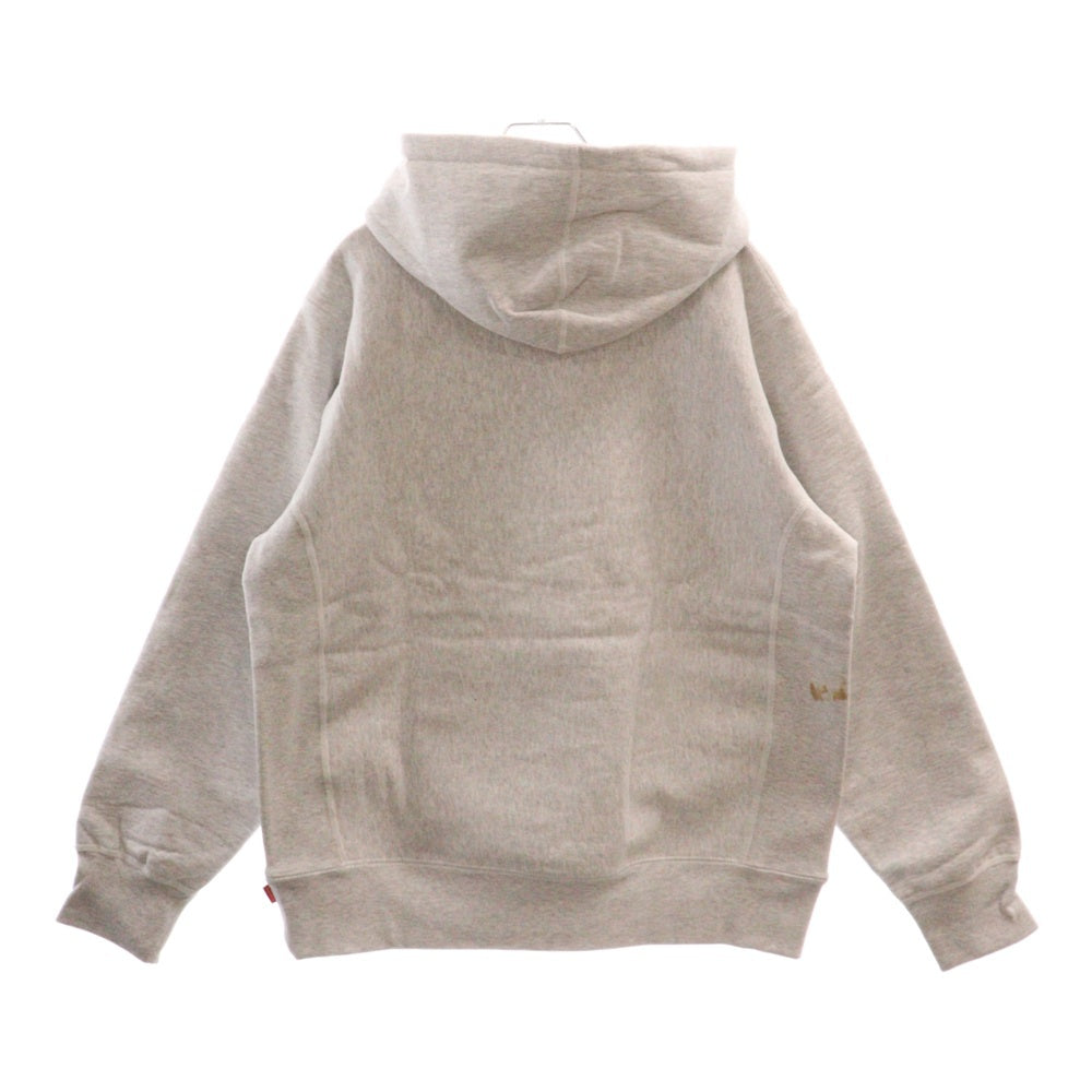 SUPREME(シュプリーム) 18AW Classic Script Hooded Sweatshirt スクリプトロゴ刺繍スウェットプルオーバーパーカー グレー