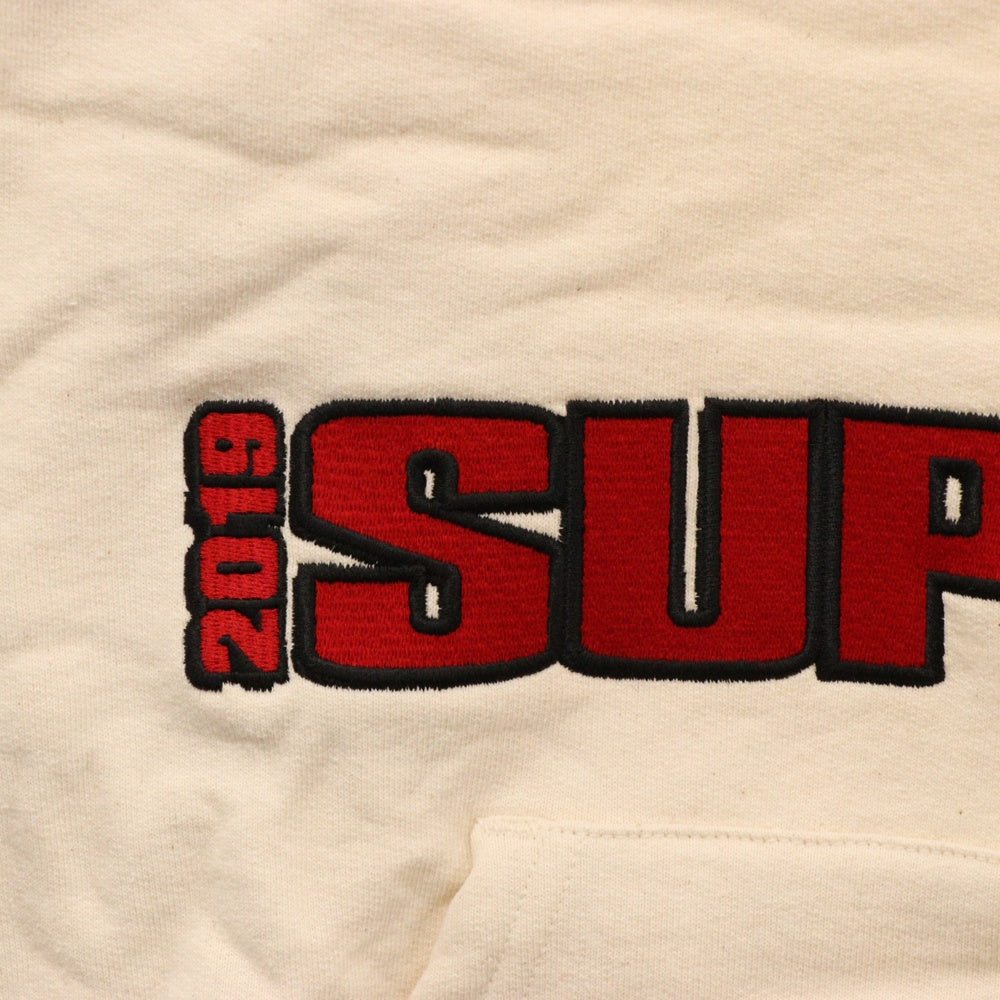 SUPREME(シュプリーム) 19SS Blockbuster Hooded Sweatshirt ブロックバスターフーディー スウェット プルオーバーパーカー アイボリー