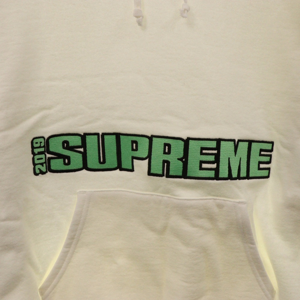 SUPREME(シュプリーム) 19SS Blockbuster Hooded Sweatshirt ブロックバスターフーディー スウェット プルオーバーパーカー ホワイト