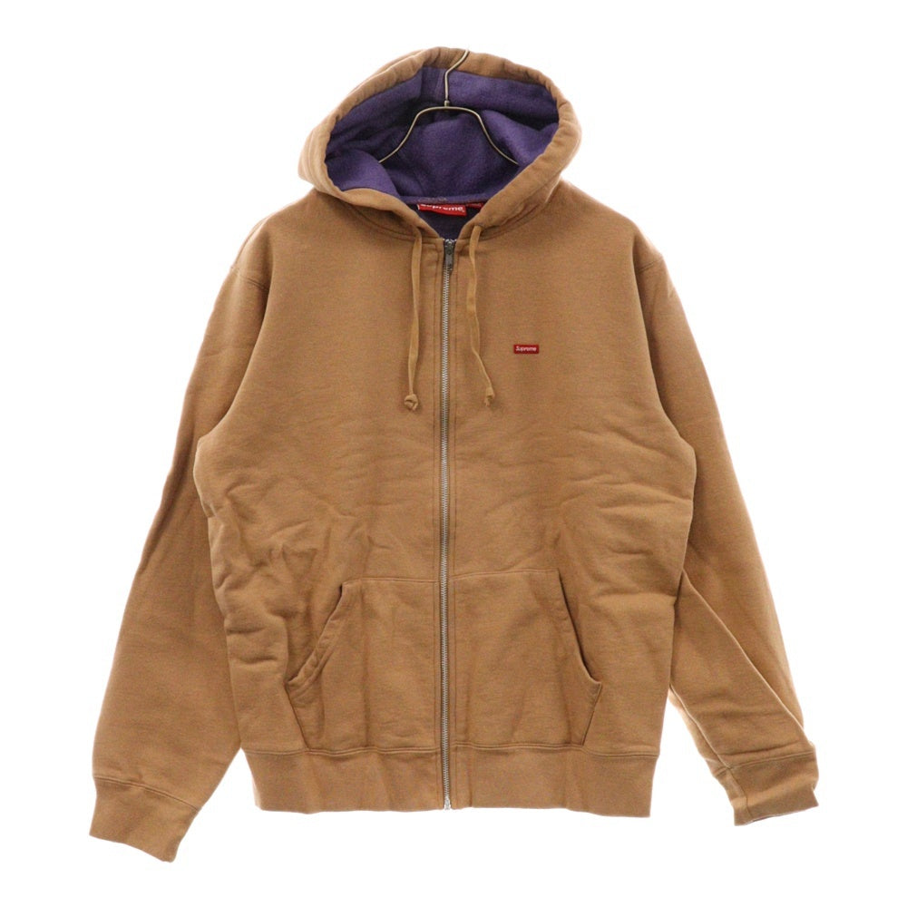 SUPREME(シュプリーム) 18SS Contrast Zip Up Hooded Sweatshirt コントラスト スモールボックスロゴ刺繍ジップアップスウェットパーカー ブラウン