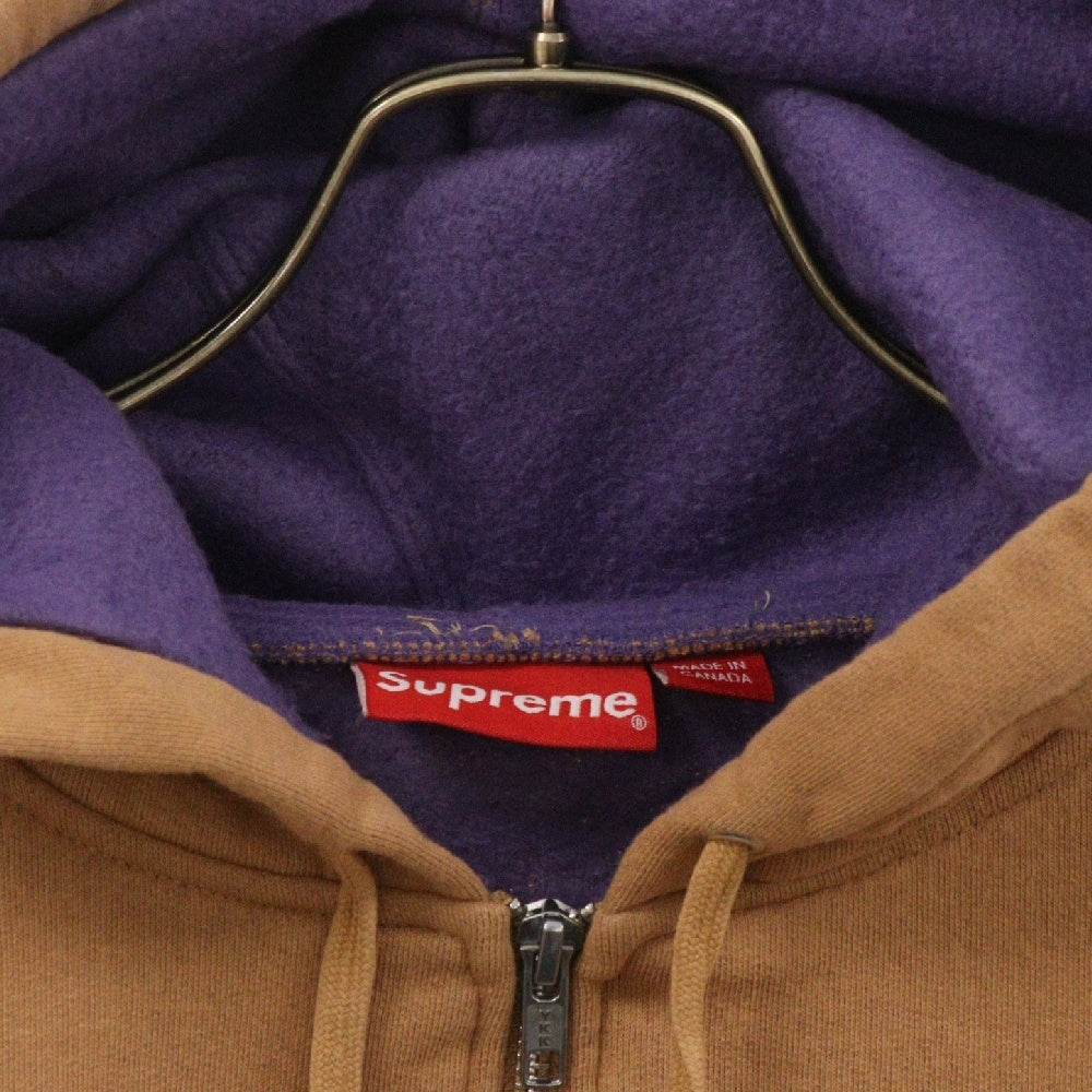 SUPREME(シュプリーム) 18SS Contrast Zip Up Hooded Sweatshirt コントラスト スモールボックスロゴ刺繍ジップアップスウェットパーカー ブラウン