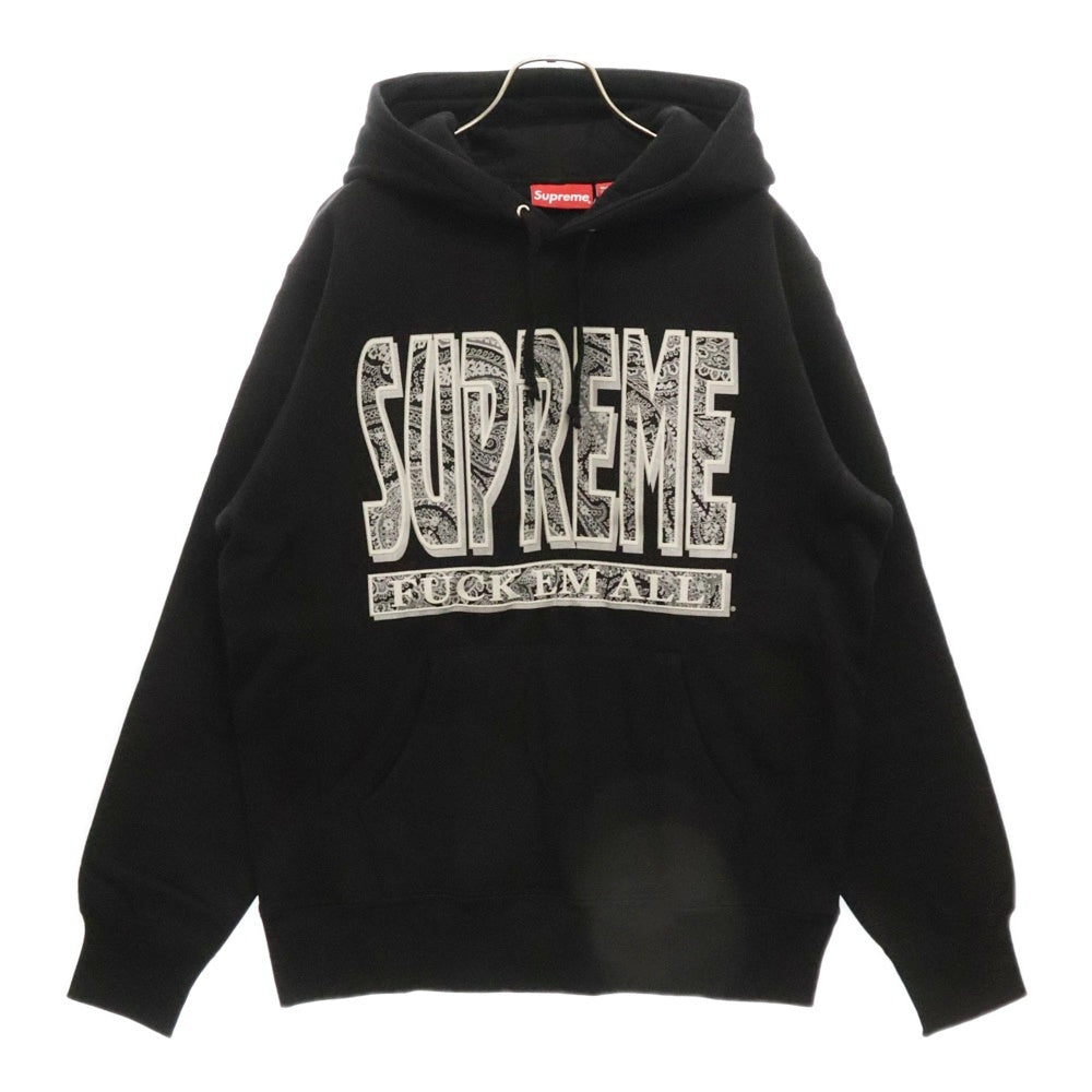 SUPREME(シュプリーム) 17AW Paisley Fuck Em All Hooded Sweatshirt ペイズリーロゴワッペン スウェットプルオーバーパーカー ブラック