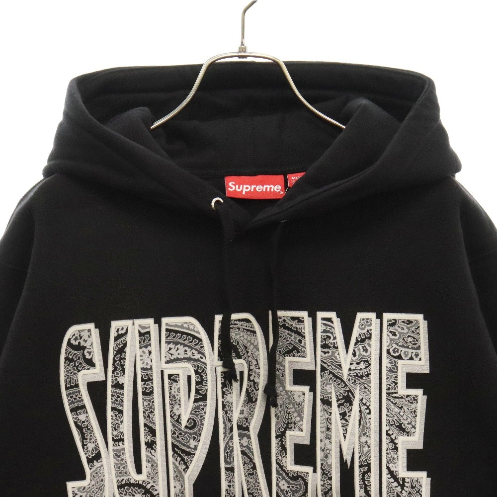 SUPREME(シュプリーム) 17AW Paisley Fuck Em All Hooded Sweatshirt ペイズリーロゴワッペン スウェットプルオーバーパーカー ブラック