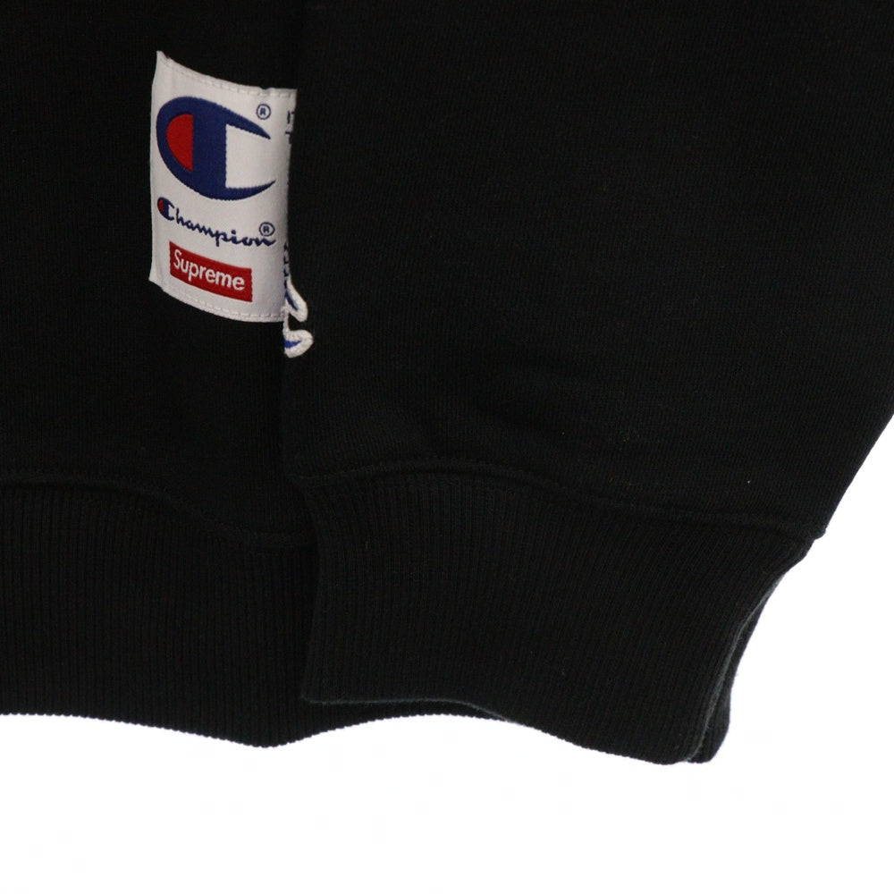 SUPREME(シュプリーム) 18SS Champion Stay In School Crew Neck Sweatshirt メタリックロゴプリントクルーネックスウェットトレーナー ブラック