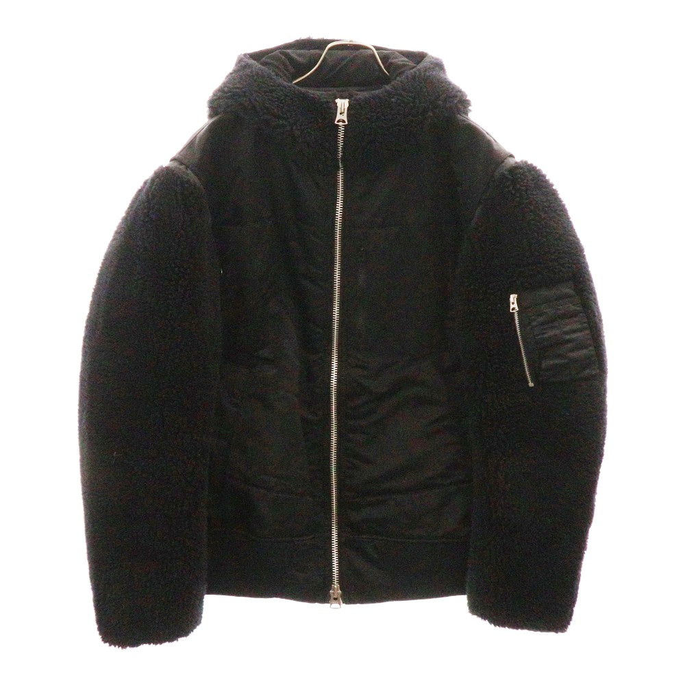 Sacai(サカイ) 23AW Faux Shearling Nylon Twill Blouson ドッキング フライト ボア ナイロンジャケット ブラック 23-03220M
