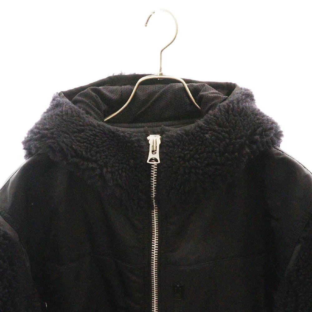 Sacai(サカイ) 23AW Faux Shearling Nylon Twill Blouson ドッキング フライト ボア ナイロンジャケット ブラック 23-03220M
