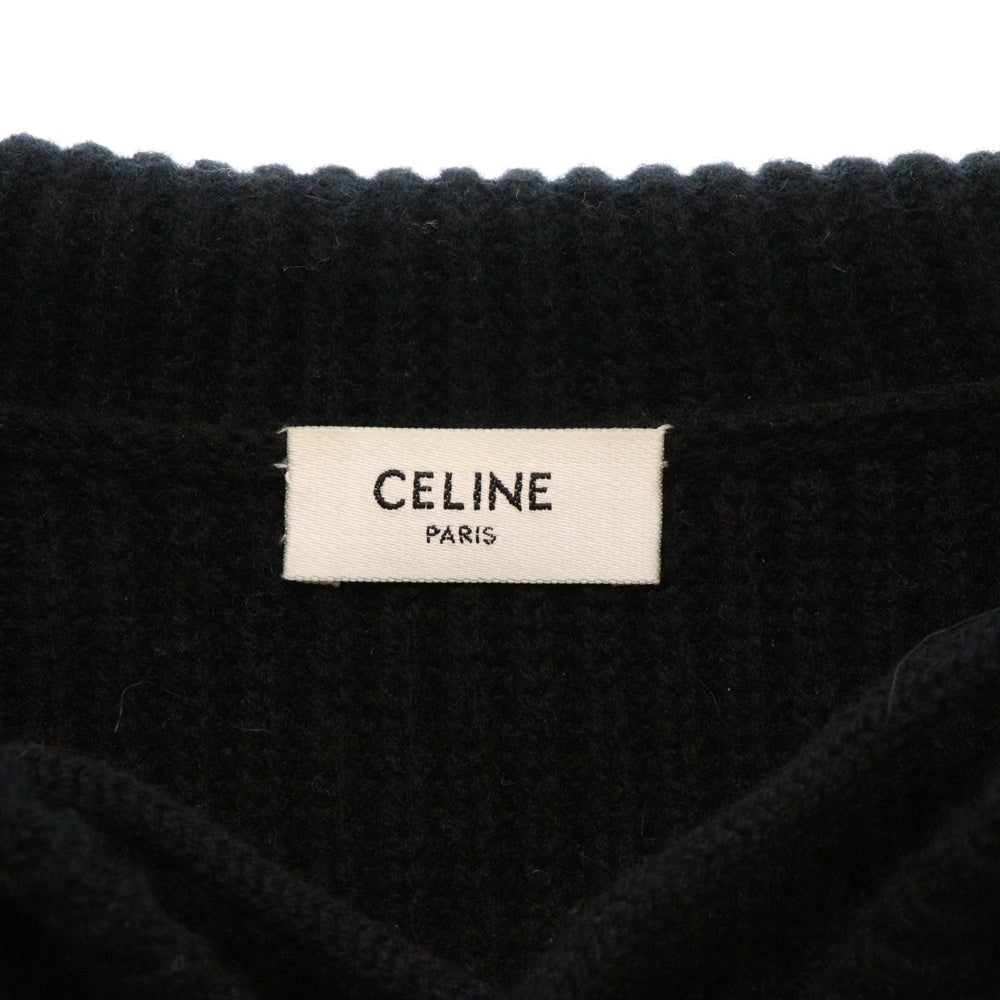 CELINE(セリーヌ) 22SS ARTIST BAJA JACQUARD RIBBED WOOL HOODIE バハ ジャカード リブ ウール オーバーサイズ ニット パーカー ブラック 2A53W489Q