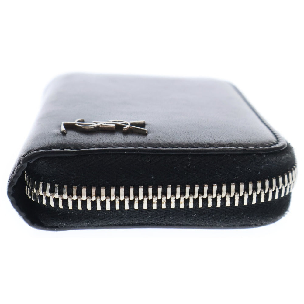 SAINT LAURENT PARIS(サンローランパリ) タイニー モノグラム ラウンドジップ レザー コンパクトウォレット 財布 コインケース ブラック 607765