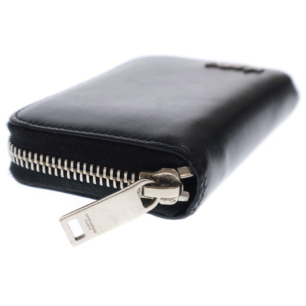 SAINT LAURENT PARIS(サンローランパリ) タイニー モノグラム ラウンドジップ レザー コンパクトウォレット 財布 コインケース ブラック 607765