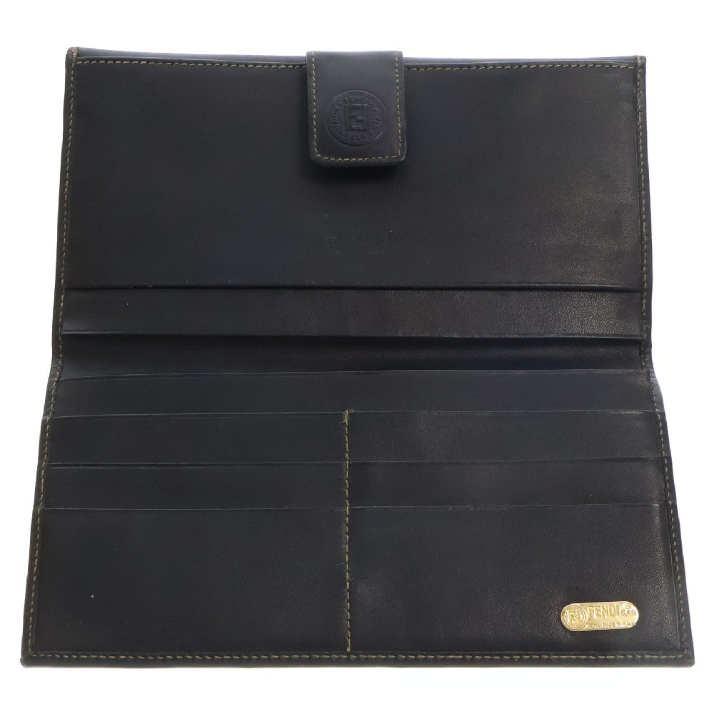 FENDI(フェンディ) ペカン柄 Wホック ロングウォレット 二つ折り長財布 ブラック/ベージュ 2804-1339