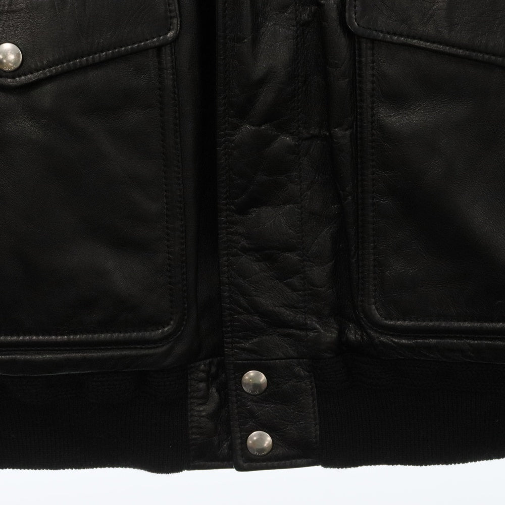 CELINE(セリーヌ) 20AW ラムスキンアビエーター ボアレザーフライトジャケット ブラック