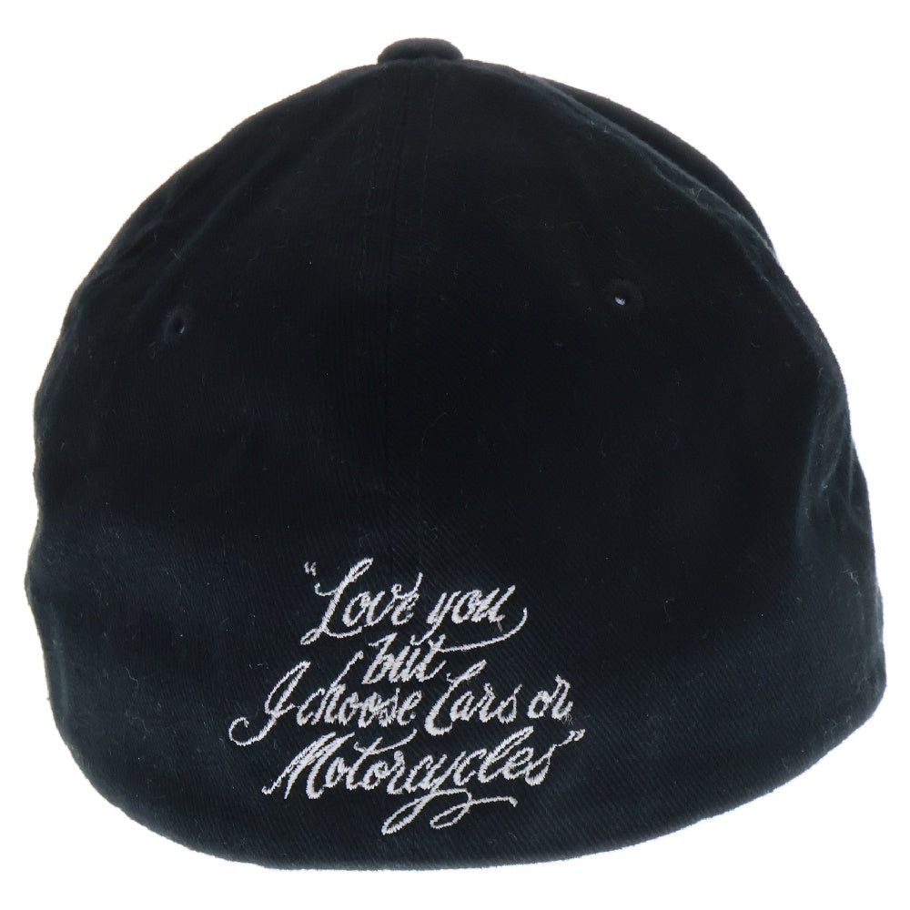 PORKCHOP(ポークチョップ) ロゴ刺繍 フレックスフィット ベースボールキャップ 帽子 ブラック