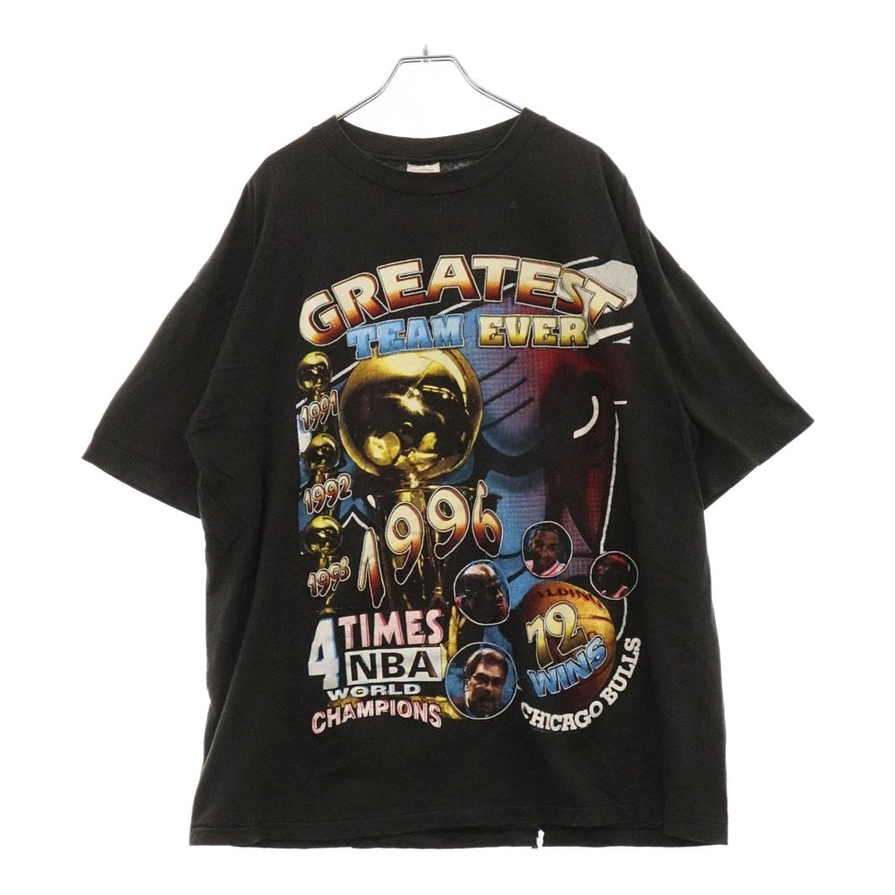 VINTAGE(ヴィンテージ) 90s VINTAGE NBA CHICAGO BULLS 4 TIMES WORLD CHAMPION GREATEST TEAM EVER ヴィンテージ シカゴブルズ ワールドチャンピオン 両面プリント 半袖Tシャツ