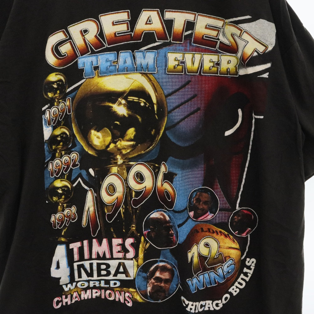 VINTAGE(ヴィンテージ) 90s VINTAGE NBA CHICAGO BULLS 4 TIMES WORLD CHAMPION GREATEST TEAM EVER ヴィンテージ シカゴブルズ ワールドチャンピオン 両面プリント 半袖Tシャツ