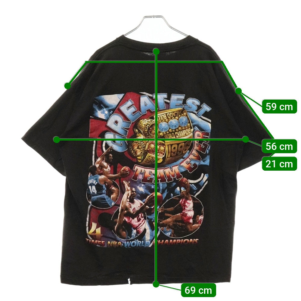 VINTAGE(ヴィンテージ) 90s VINTAGE NBA CHICAGO BULLS 4 TIMES WORLD CHAMPION GREATEST TEAM EVER ヴィンテージ シカゴブルズ ワールドチャンピオン 両面プリント 半袖Tシャツ