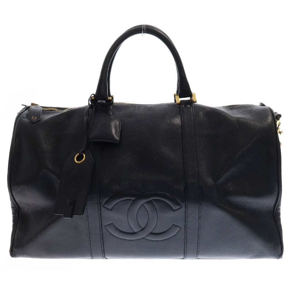 CHANEL(シャネル) ココマーク 2WAY ボストンバッグ ショルダーバッグ キャビアスキン レディース ブラック 4897298