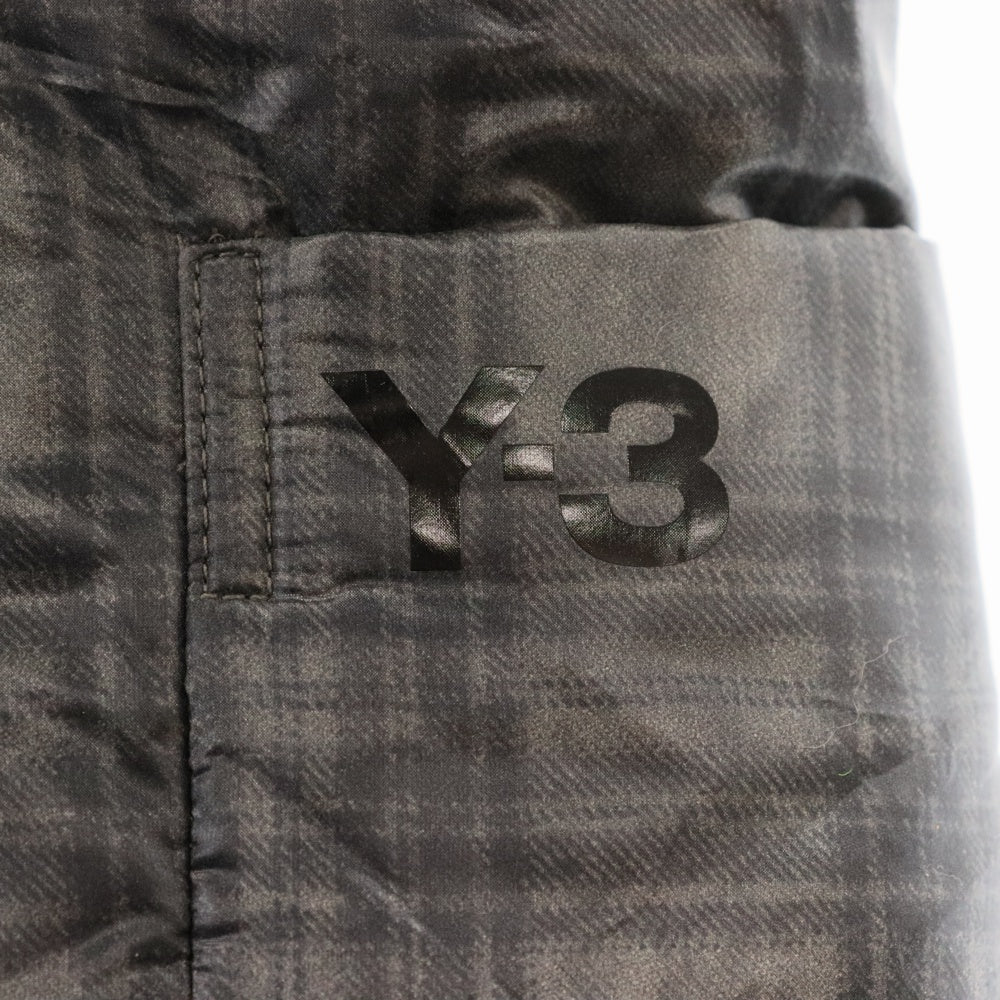 Y-3(ワイスリー) カラーニット チェック ナイロンダウンジャケット ブラック A3H001 レディース