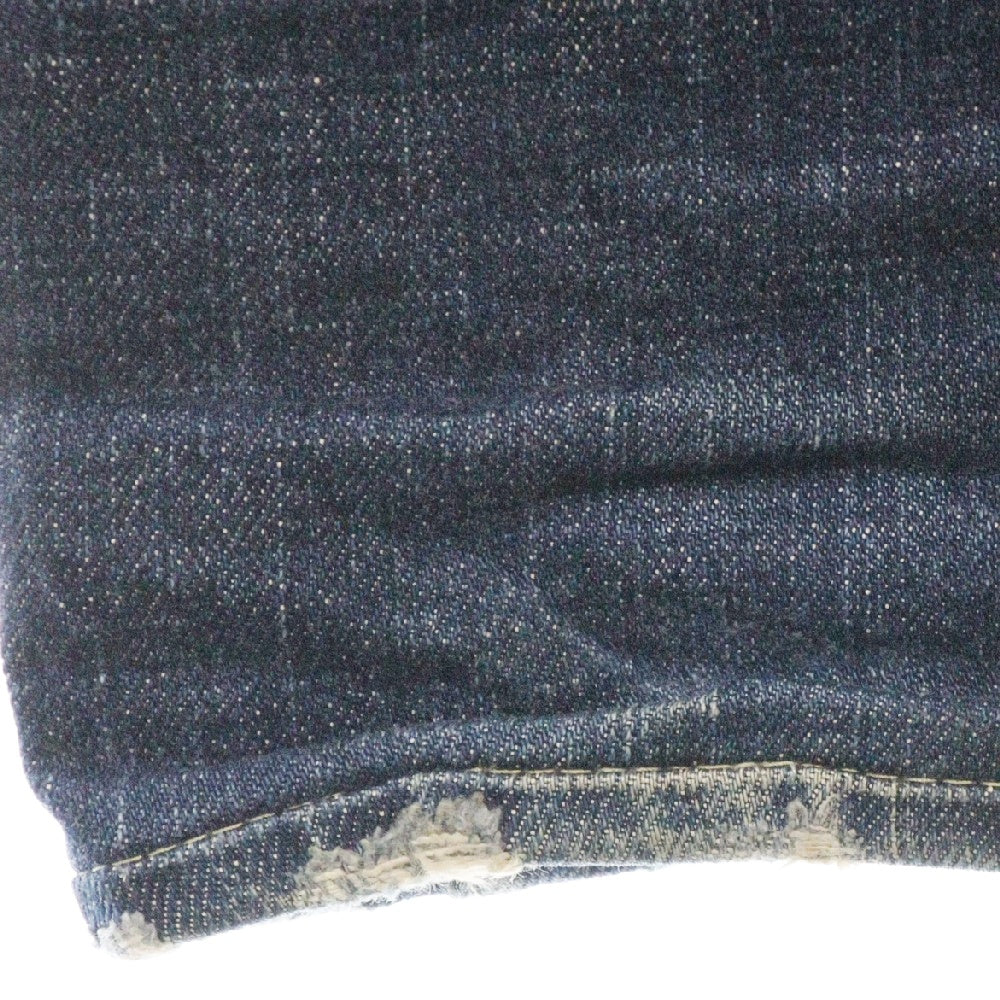 UNIFORM EXPERIMENT(ユニフォームエクスペリメント) 15AW スリムフィット ストレッチ ダメージ加工 スタープリント デニムパンツ インディゴ UE-156141