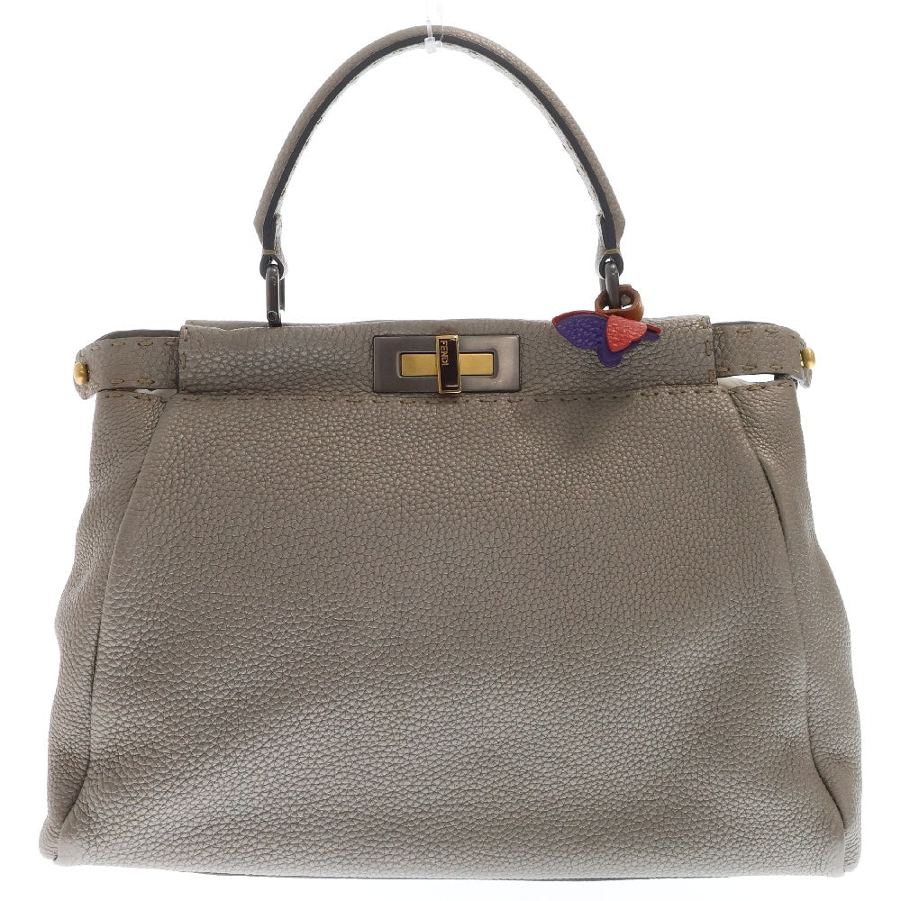 FENDI(フェンディ) セレリア ピーカブー カーフレザー ハンドバッグ レディース グレーー 8BN226