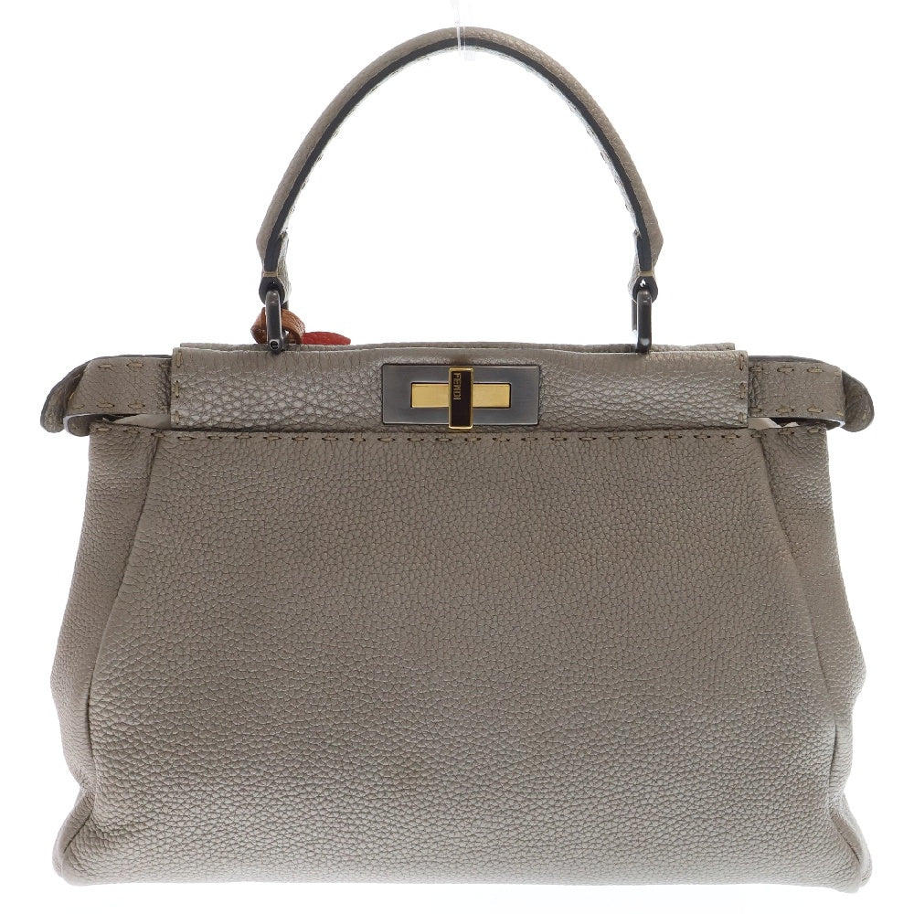 FENDI(フェンディ) セレリア ピーカブー カーフレザー ハンドバッグ レディース グレーー 8BN226