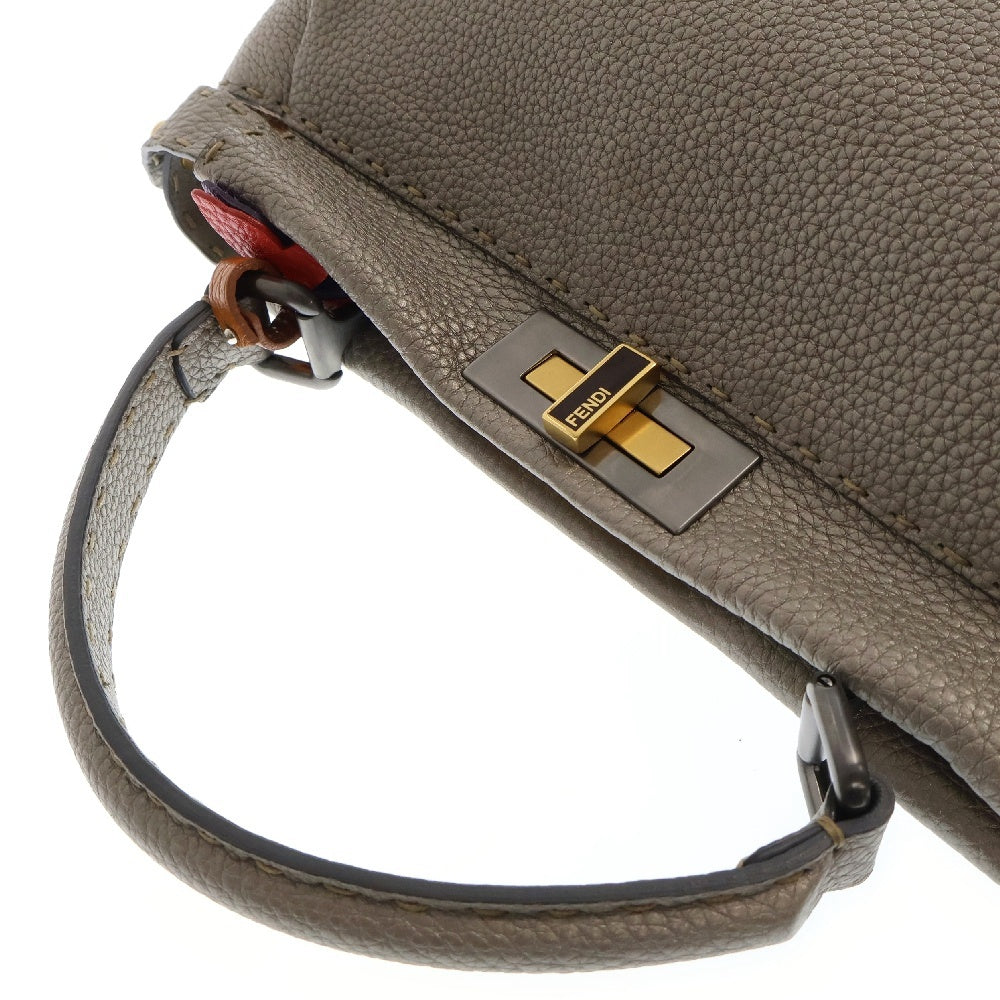 FENDI(フェンディ) セレリア ピーカブー カーフレザー ハンドバッグ レディース グレーー 8BN226