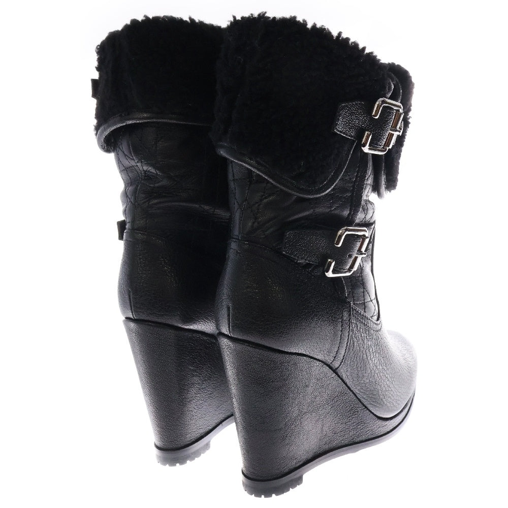 Christian Dior(クリスチャンディオール) BIKER LOW BOOT キルティング カナージュ ボア ウェッジソール ブーツ ブラック レディース KDI118GSH