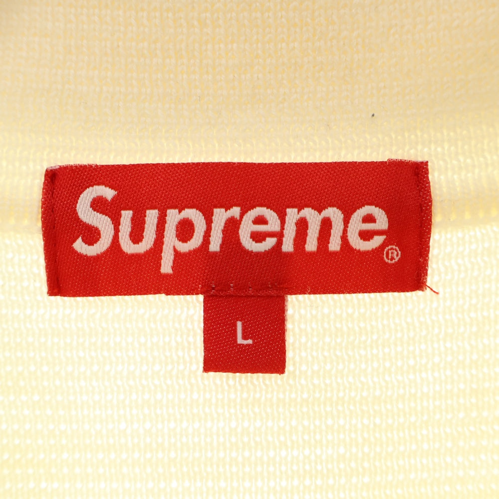 SUPREME(シュプリーム) 22AW Contrast Stitch Button Up コントラスト ステッチ ボタン アップ ロゴ刺繍カーディガン 襟付きニットシャツ アイボリー