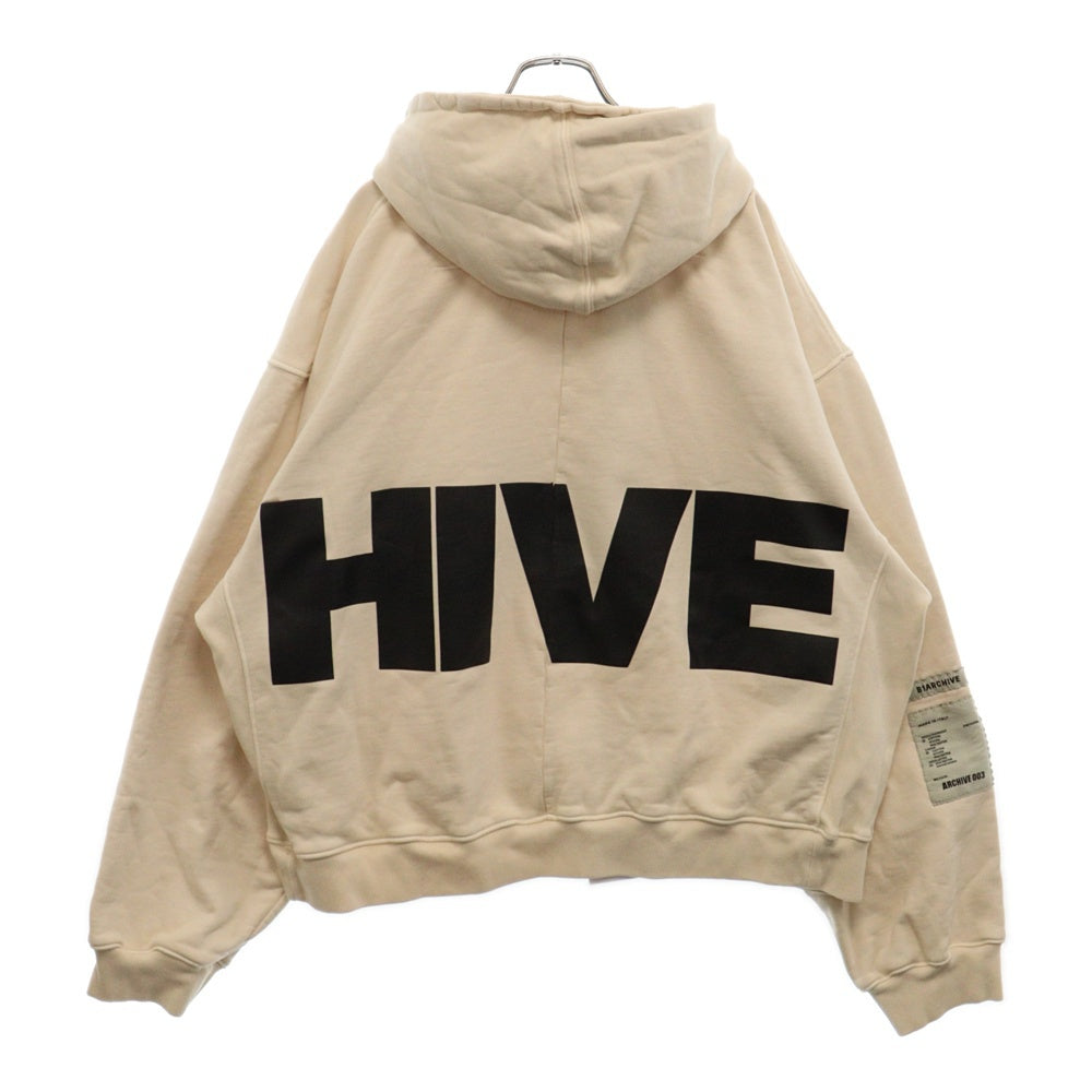 B1ARCHIVE(ビーワンアーカイブ) 24AW OVERSIZED HOODIE SIDE PANEL ロゴプリント オーバーサイズコットンスウェットパーカー アイボリー B1A8042-270