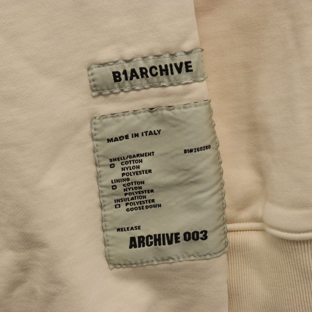 B1ARCHIVE(ビーワンアーカイブ) 24AW OVERSIZED HOODIE SIDE PANEL ロゴプリント オーバーサイズコットンスウェットパーカー アイボリー B1A8042-270