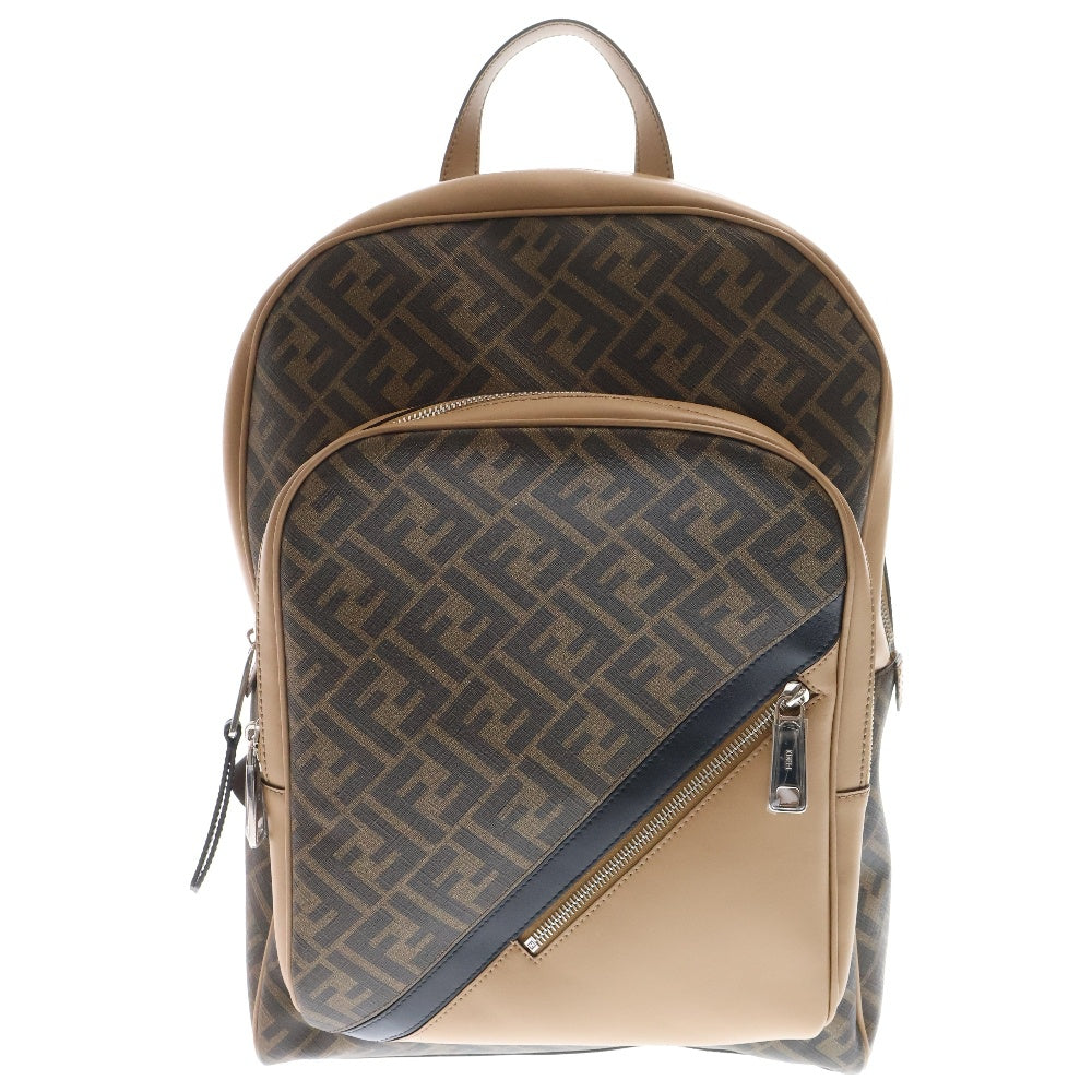 FENDI(フェンディ) ZAINO TESS PU FF PVC レザー ズッカ ダイアゴナル バックパック ブラウン