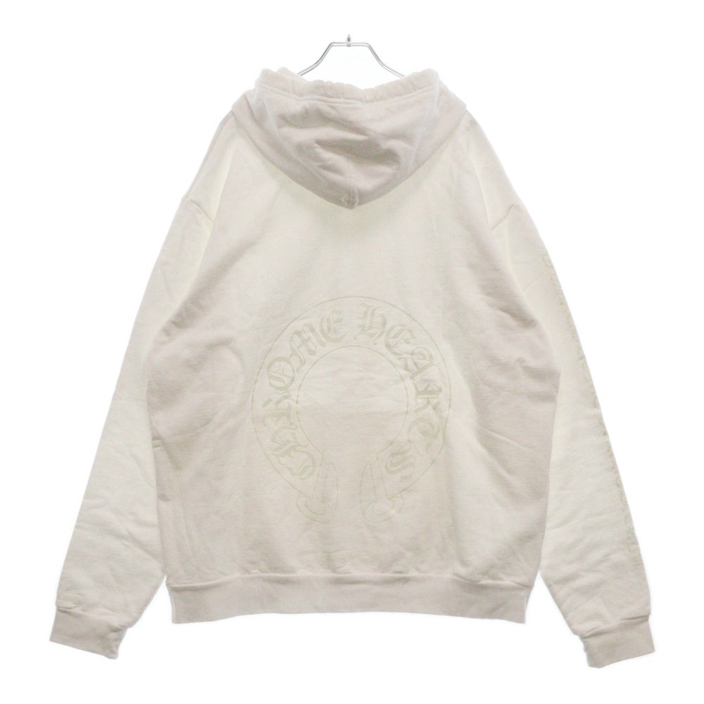 CHROME HEARTS(クロムハーツ) WWW.CHROMEHEARTS.COM HOODIE オンライン限定ホースシューバックプリントプルオーバーパーカー ホワイト