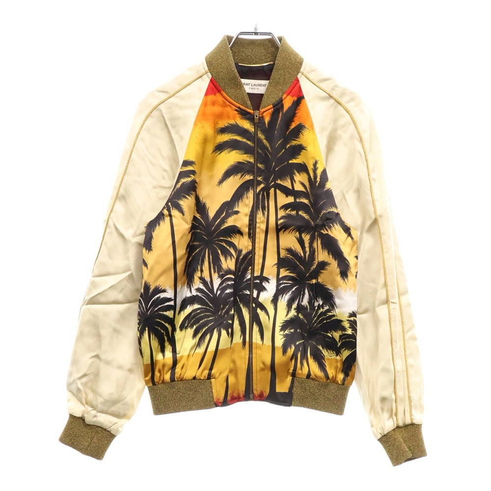 SAINT LAURENT PARIS(サンローランパリ) 16SS サンセットパームツリーテディスーベニアジャケット スカジャン ボンバーブルゾン ベージュ 419265 Y348K
