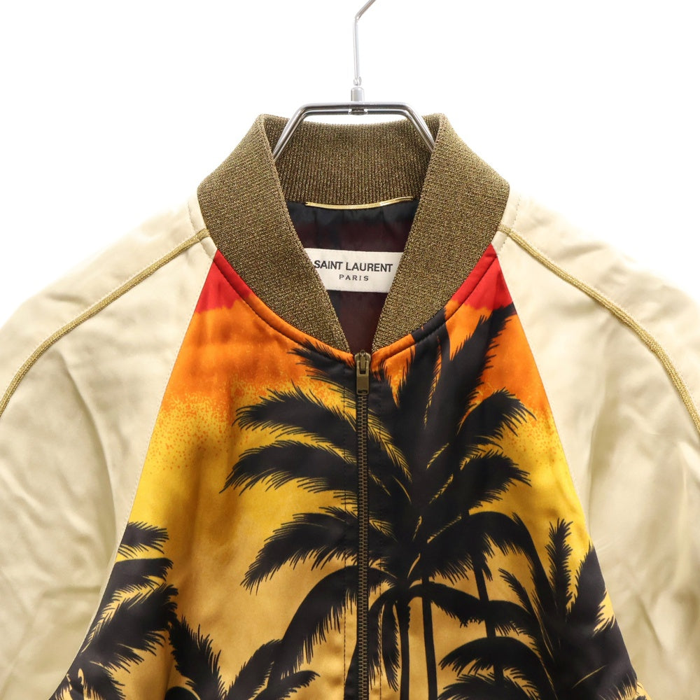 SAINT LAURENT PARIS(サンローランパリ) 16SS サンセットパームツリーテディスーベニアジャケット スカジャン ボンバーブルゾン ベージュ 419265 Y348K