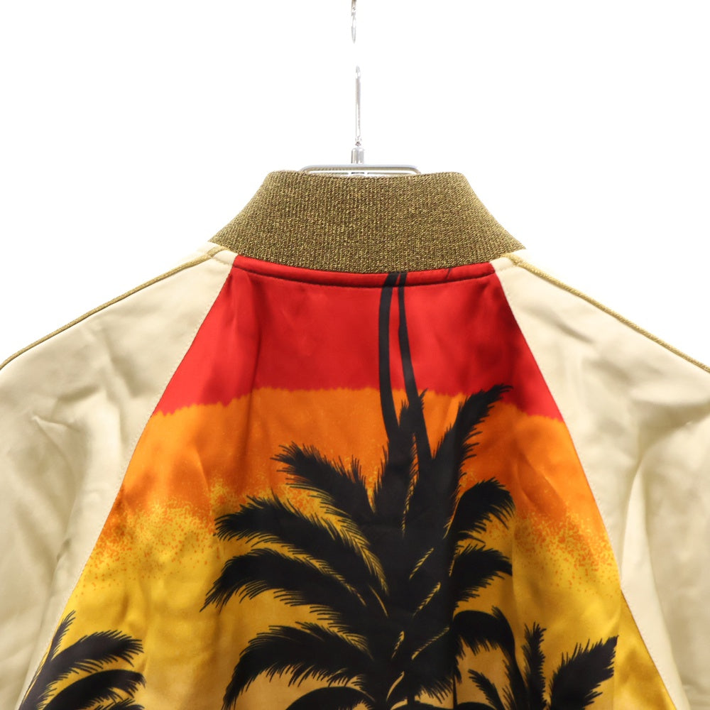 SAINT LAURENT PARIS(サンローランパリ) 16SS サンセットパームツリーテディスーベニアジャケット スカジャン ボンバーブルゾン ベージュ 419265 Y348K