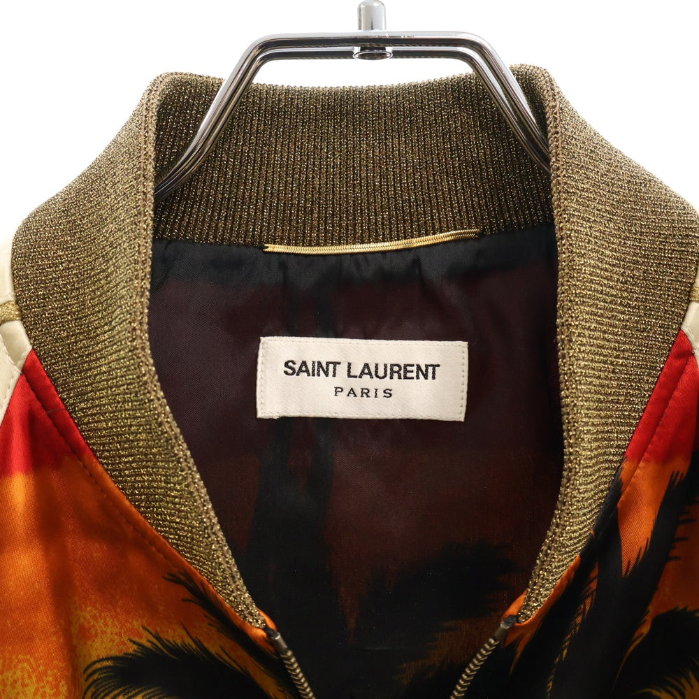 SAINT LAURENT PARIS(サンローランパリ) 16SS サンセットパームツリーテディスーベニアジャケット スカジャン ボンバーブルゾン ベージュ 419265 Y348K