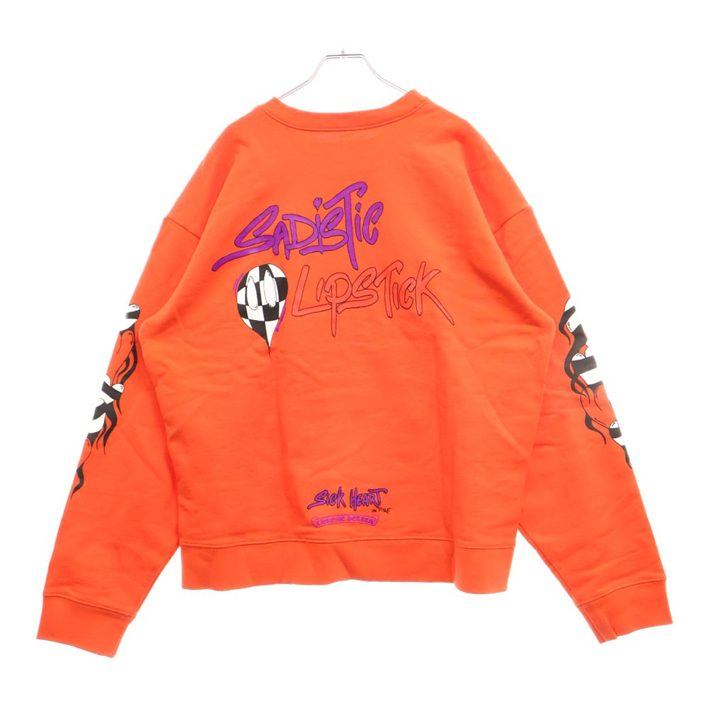 CHROME HEARTS(クロムハーツ) ×MATTY BOY SPARK THE HEART SWTSHRT マッティボーイ プロスパーク ザ ハート プリント クルーネックスウェットトレーナー レッド
