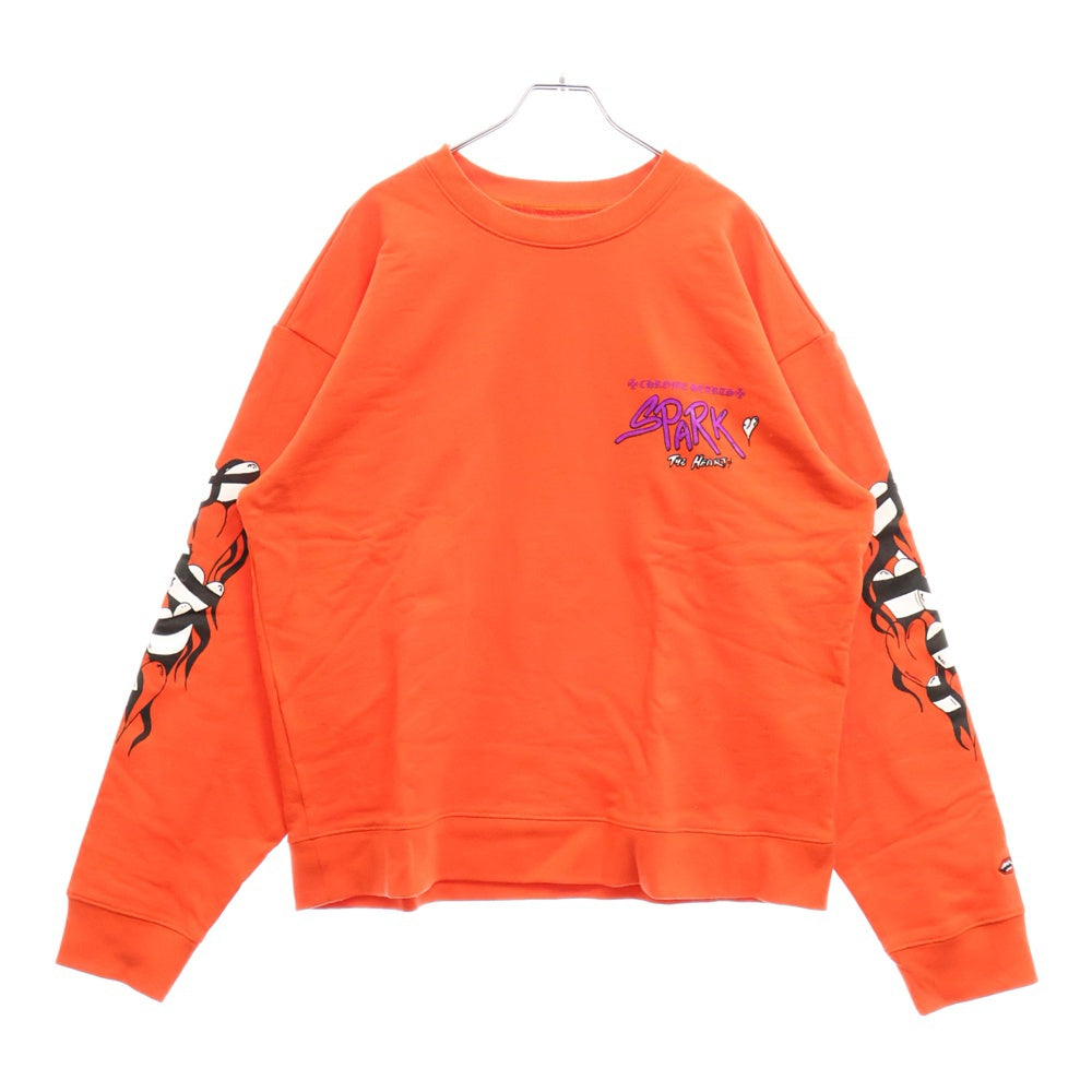 CHROME HEARTS(クロムハーツ) ×MATTY BOY SPARK THE HEART SWTSHRT マッティボーイ プロスパーク ザ ハート プリント クルーネックスウェットトレーナー レッド