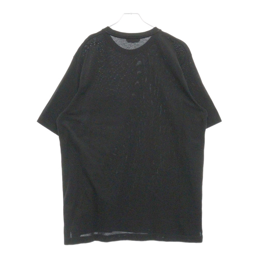 HERMES(エルメス) H刺繍 ポケット付き コットン クルーネック 半袖Tシャツ カットソー ブラック