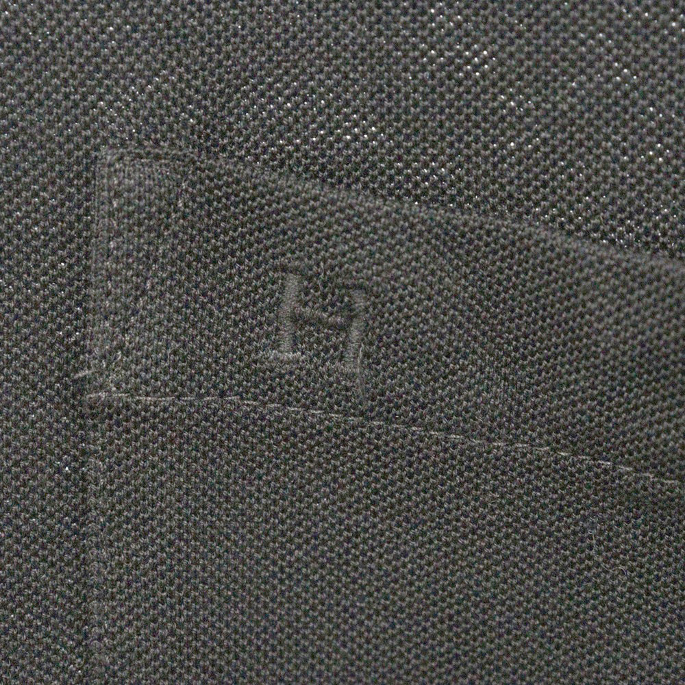HERMES(エルメス) H刺繍 ポケット付き コットン クルーネック 半袖Tシャツ カットソー ブラック