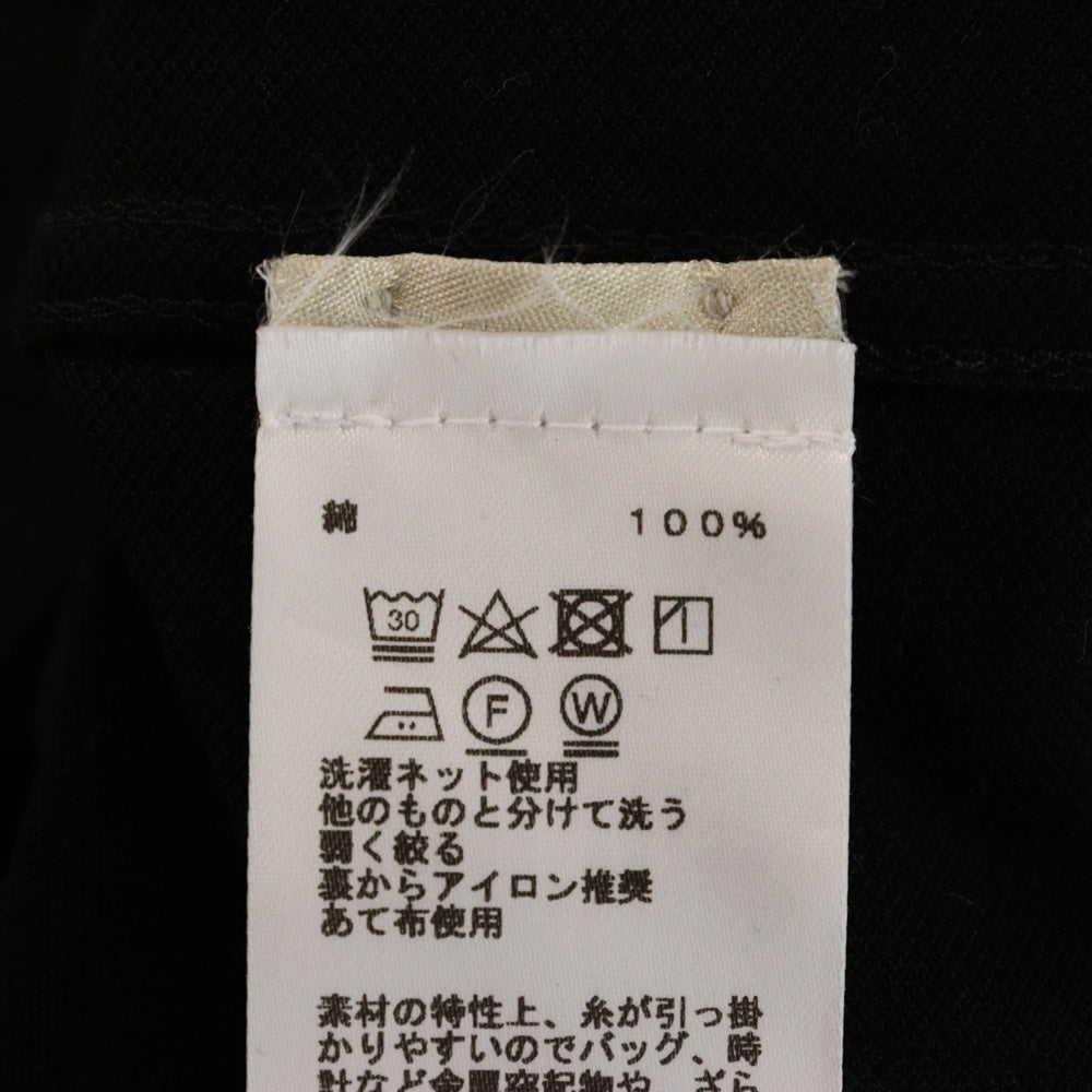 HERMES(エルメス) H刺繍 ポケット付き コットン クルーネック 半袖Tシャツ カットソー ブラック