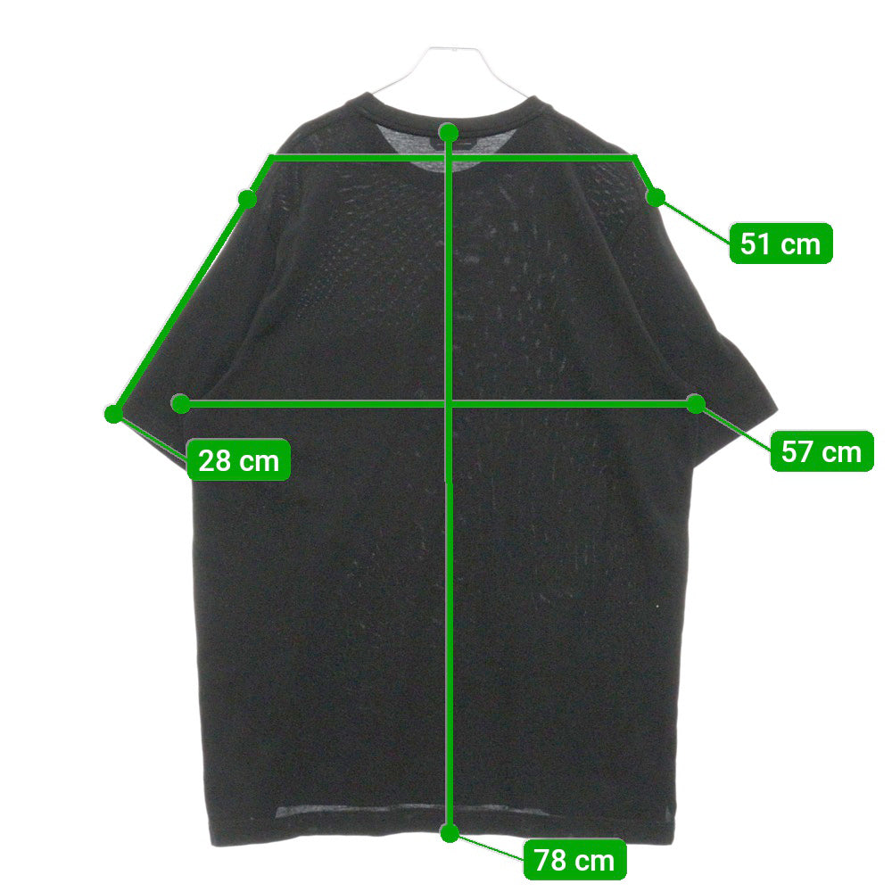 HERMES(エルメス) H刺繍 ポケット付き コットン クルーネック 半袖Tシャツ カットソー ブラック
