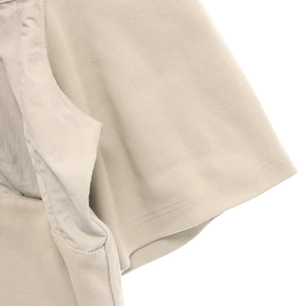 HERMES(エルメス) コットン ナイロン切替 ポケット付き クルーネック 半袖Tシャツ カットソー グレー