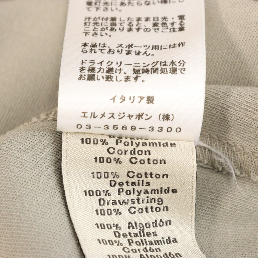 HERMES(エルメス) コットン ナイロン切替 ポケット付き クルーネック 半袖Tシャツ カットソー グレー
